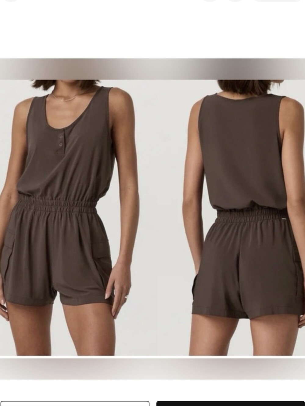Vuori Women's Villa Cargo Brown Sleeveless Romper Size Xs